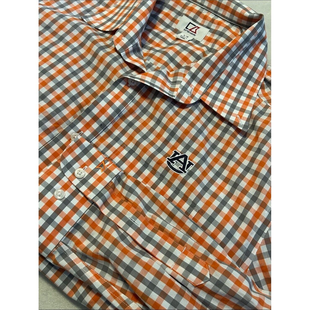 Cutter & Buck Auburn Tigers Men's L Plaid Button Down Shirt